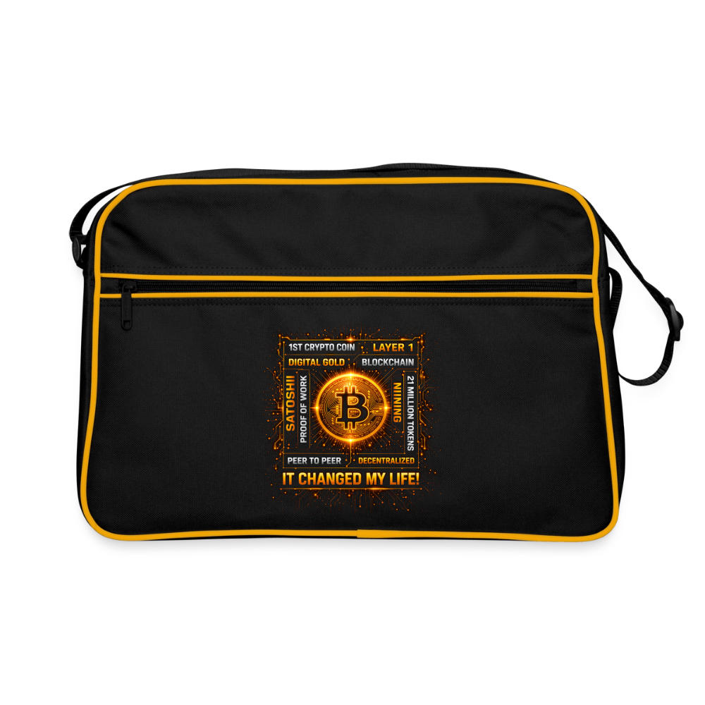 Bitcoin Changed Life (Fan-Art) - Retro Tasche - Schwarz/Gold