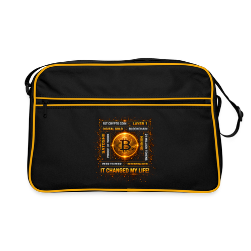 Bitcoin Changed Life (Fan-Art) - Retro Tasche - Schwarz/Gold