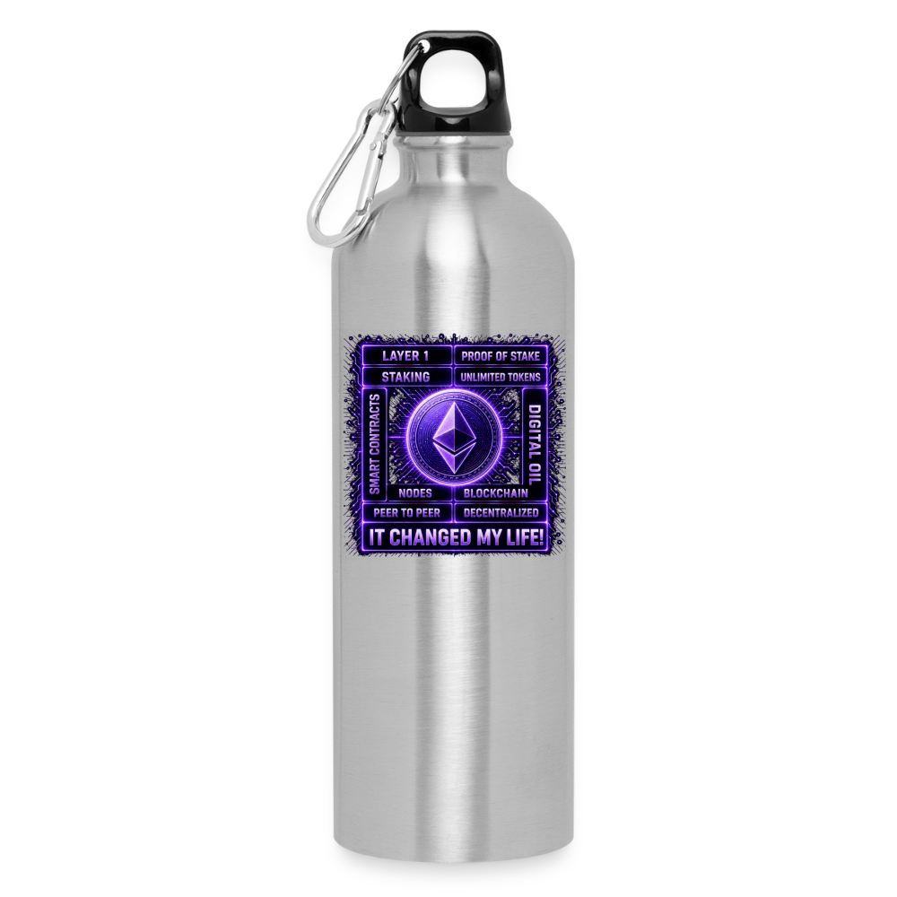 Ethereum Changed Life (Fan-Art) - Trinkflasche mit Karabiner 750 ml - Lightsilver