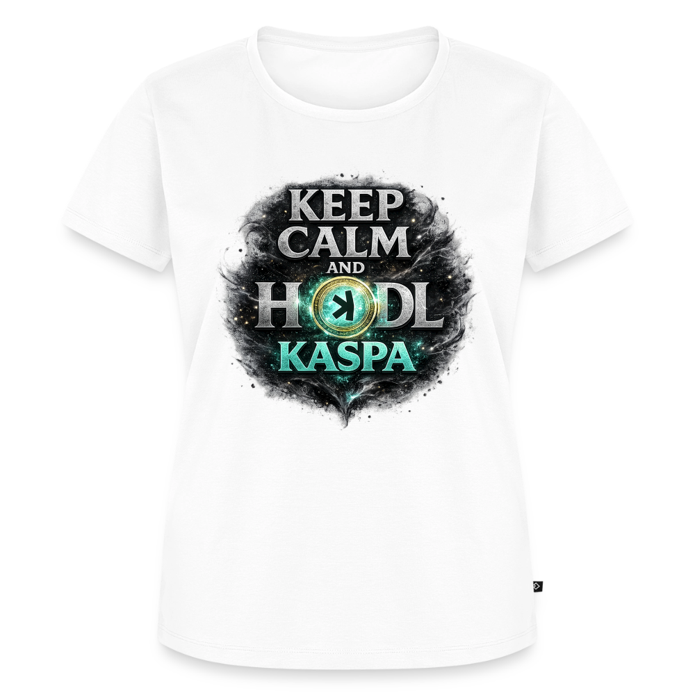 Keep Calm and Hodl Kaspa (Fan-Art) - Damen T-Shirt Premium - Weiß