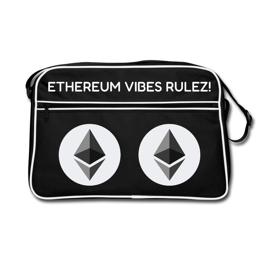 Ethereum Logo (Original) - Retro Tasche - Schwarz/Weiß