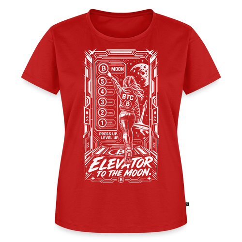 Bitcoin Elevator to the Moon (Fan-Art) - Damen T-Shirt Premium - Rot
