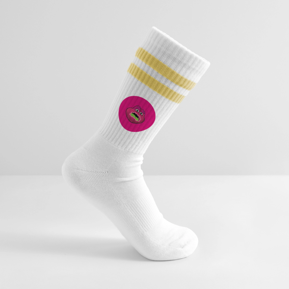 Jerry The Turtle Logo (Remix-Design) - Tennissocken Premium - Weiß/Gelb