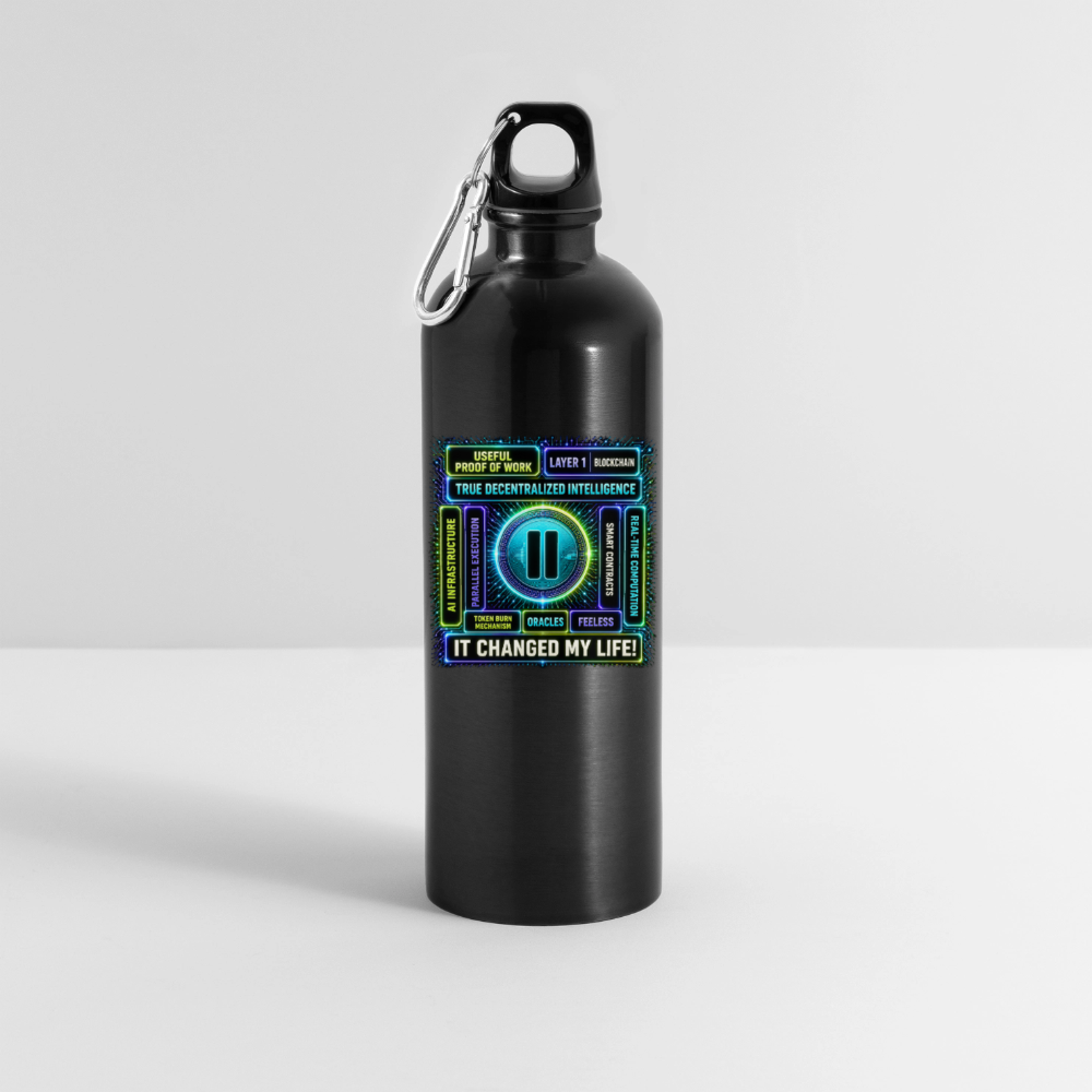 Qubic Changed Life (Fan-Art) - Trinkflasche mit Karabiner 750 ml - Schwarz