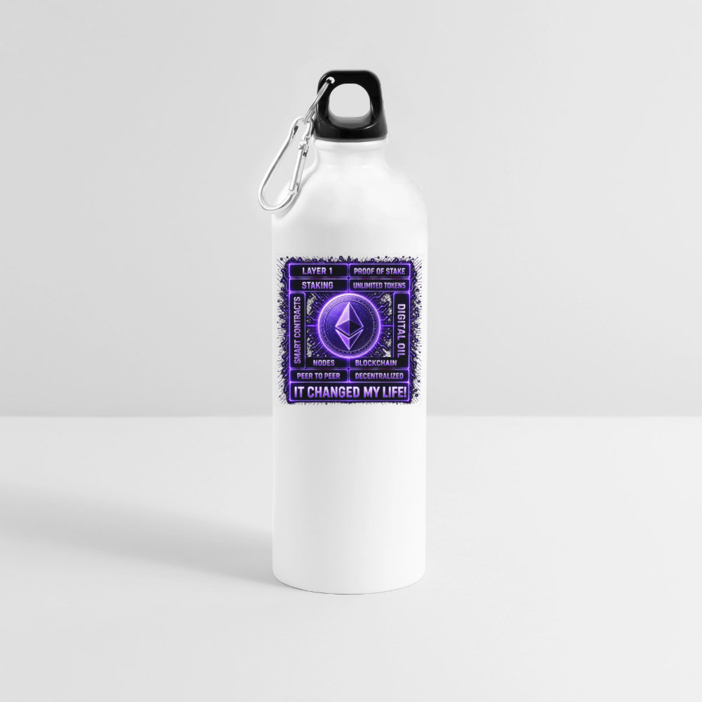 Ethereum Changed Life (Fan-Art) - Trinkflasche mit Karabiner 750 ml - Weiß