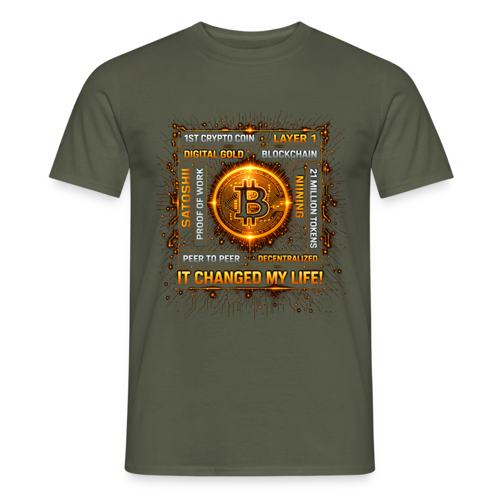 Bitcoin Changed Life (Fan-Art) - Herren T-Shirt - Militärgrün