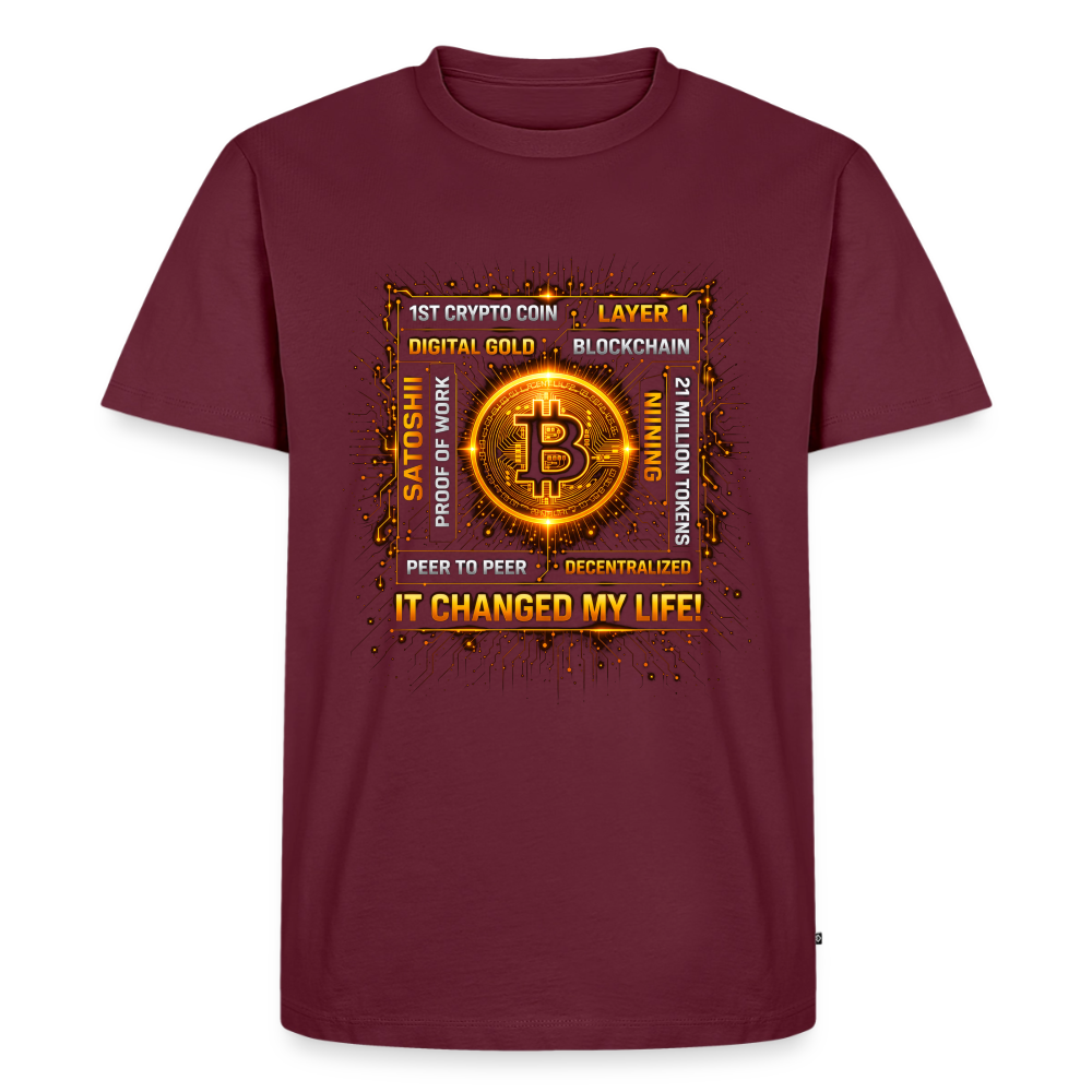Bitcoin Changed Life (Fan-Art) - Herren T-Shirt Premium - Burgunderrot
