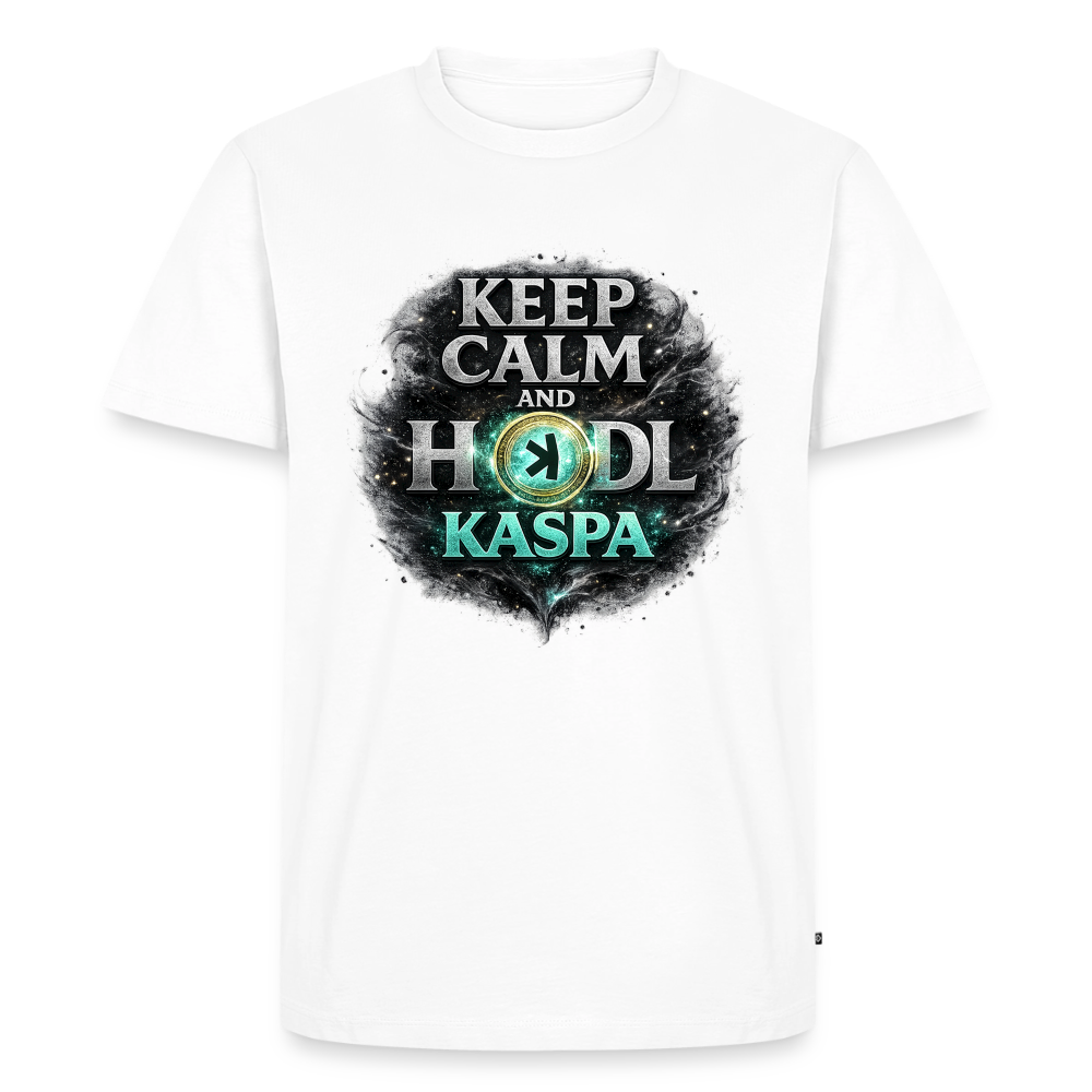 Keep Calm and Hodl Kaspa (Fan-Art) - Herren T-Shirt Premium - Weiß