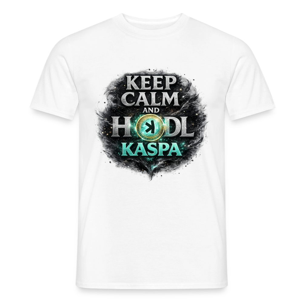 Keep Calm and Hodl Kaspa (Fan-Art) - Herren T-Shirt - Weiß