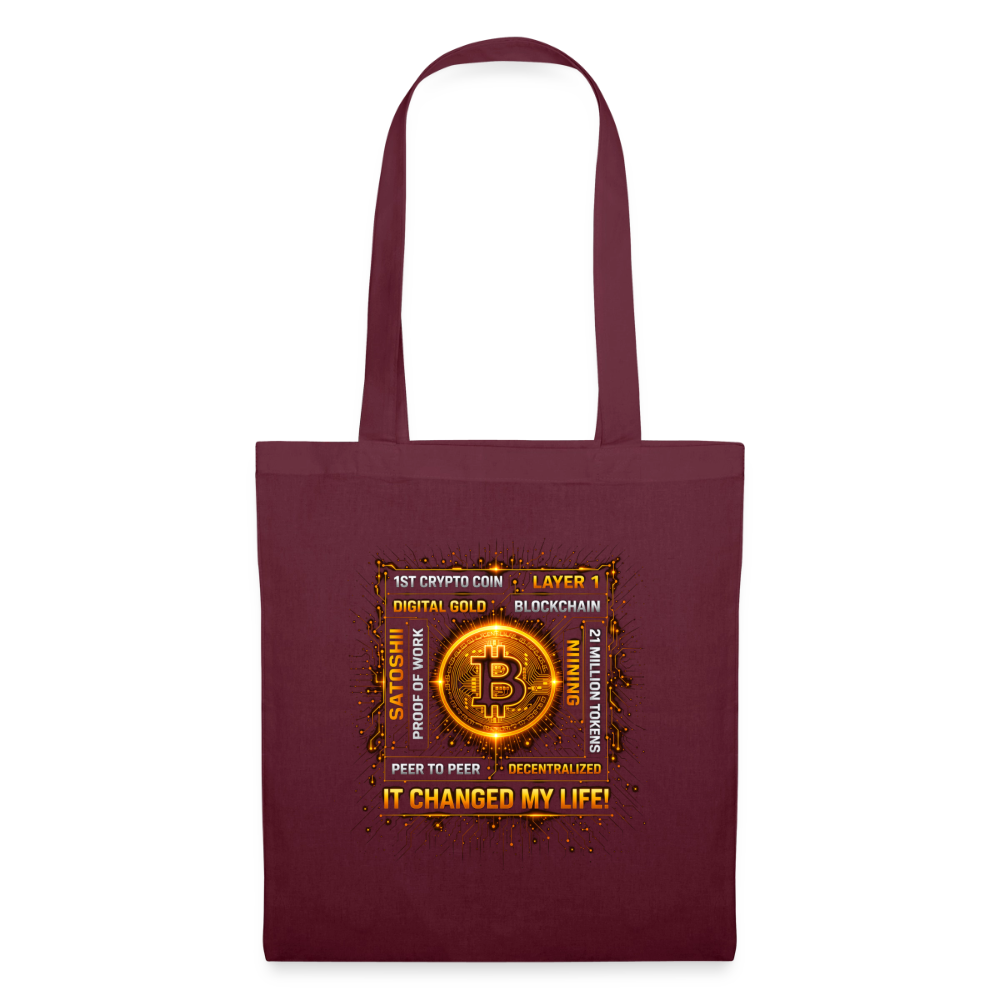 Bitcoin Changed Life (Fan-Art) - Stofftasche - Burgunderrot