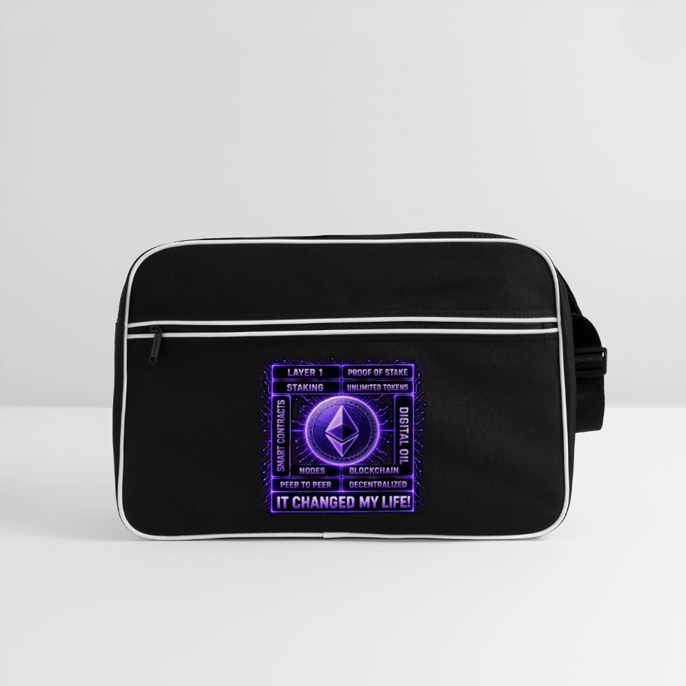 Ethereum Changed Life (Fan-Art) - Retro Tasche - Schwarz/Weiß