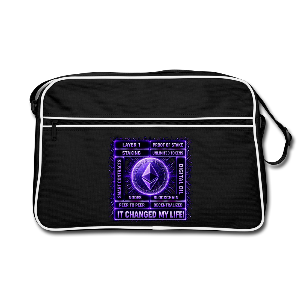 Ethereum Changed Life (Fan-Art) - Retro Tasche - Schwarz/Weiß
