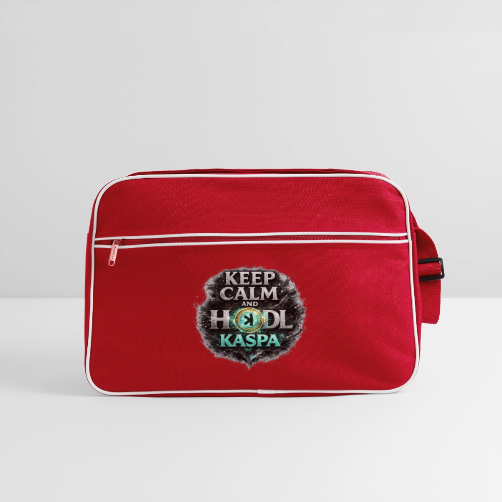 Keep Calm and Hodl Kaspa (Fan-Art) - Retro Tasche - Rot/Weiß