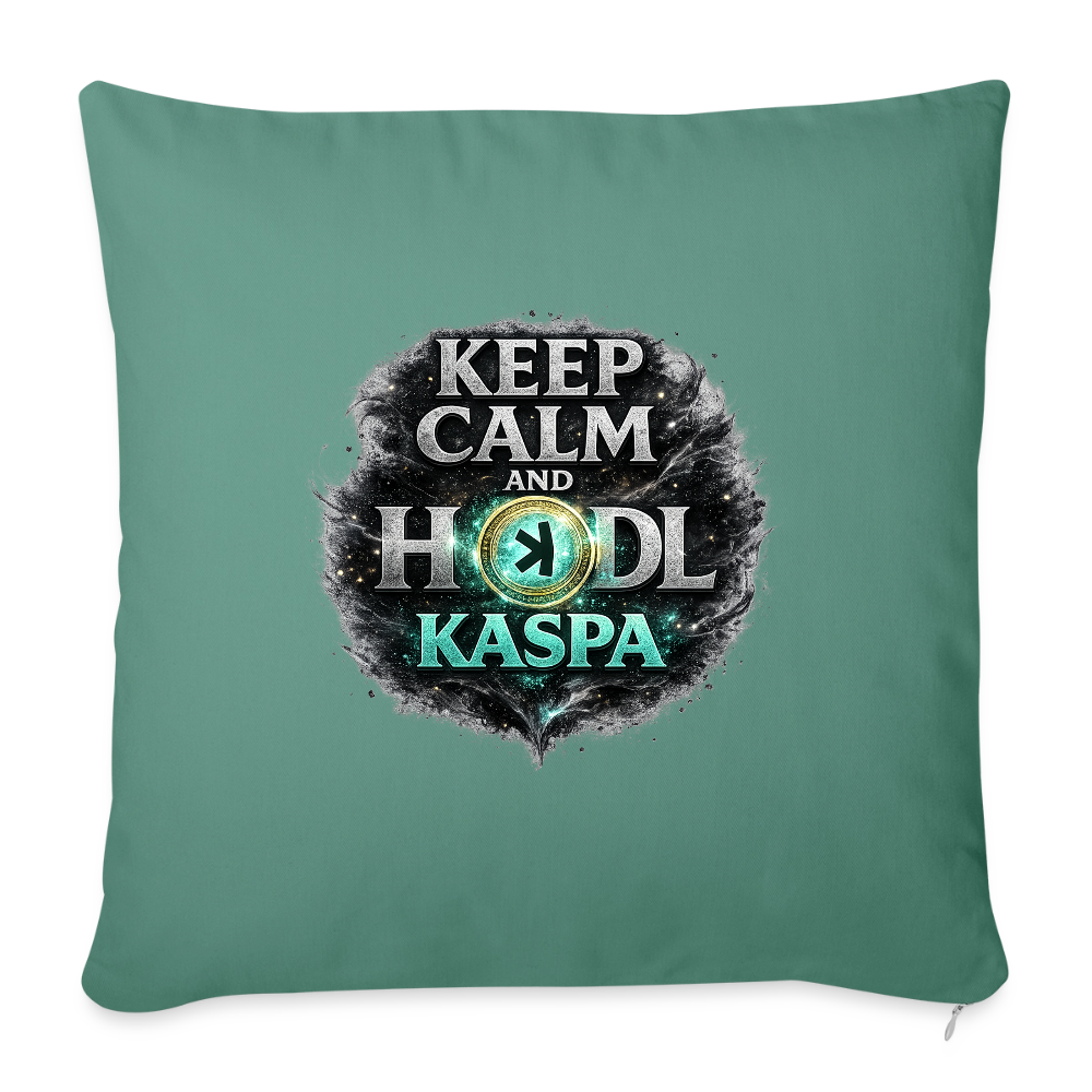 Keep Calm and Hodl Kaspa (Fan-Art) - Polster 44 x 44 cm - Tanngrün