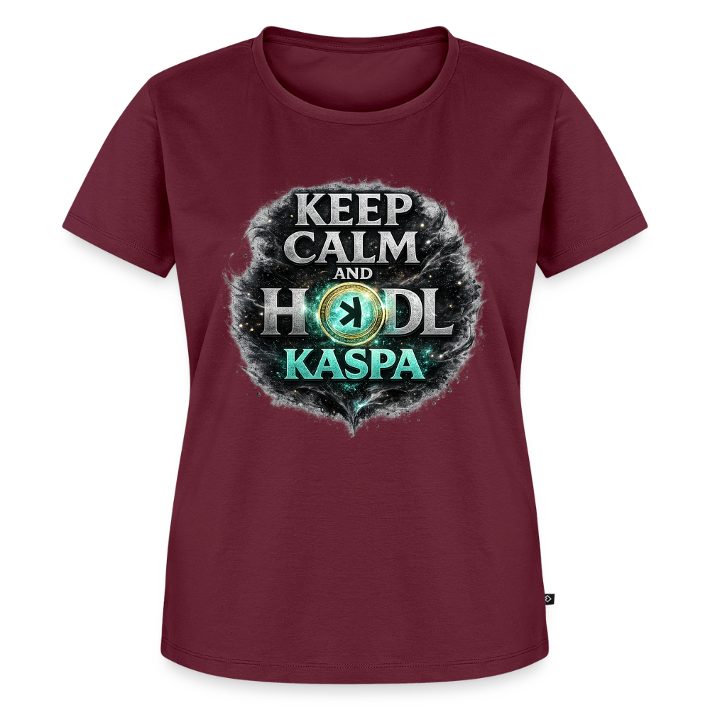 Keep Calm and Hodl Kaspa (Fan-Art) - Damen T-Shirt Premium - Burgunderrot