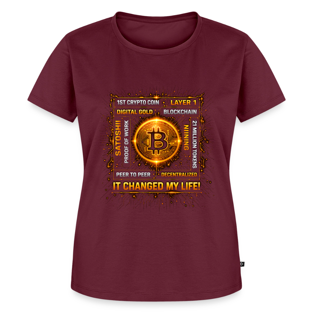 Bitcoin Changed Life (Fan-Art) - Damen T-Shirt Premium - Burgunderrot