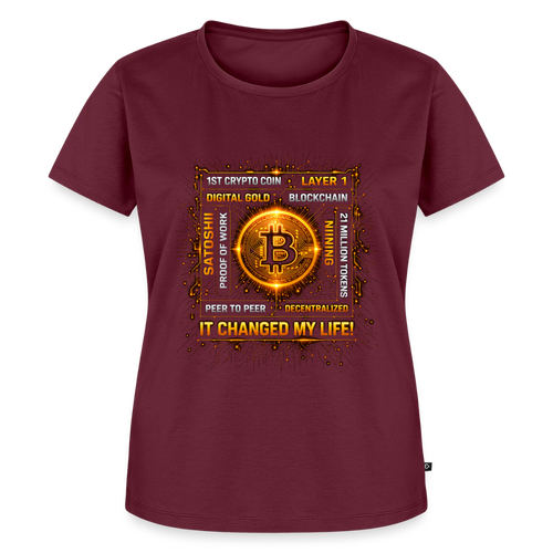 Bitcoin Changed Life (Fan-Art) - Damen T-Shirt Premium - Burgunderrot