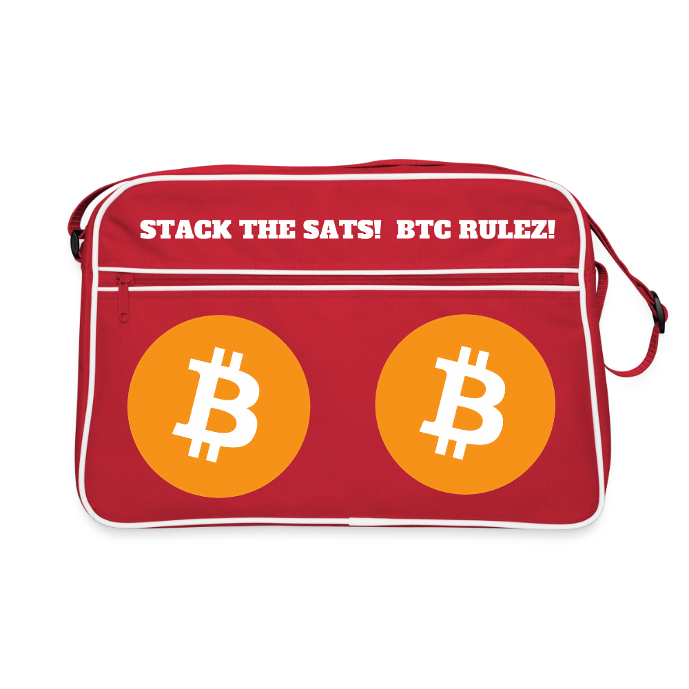 Bitcoin Rulez (Original) - Retro Tasche - Rot/Weiß