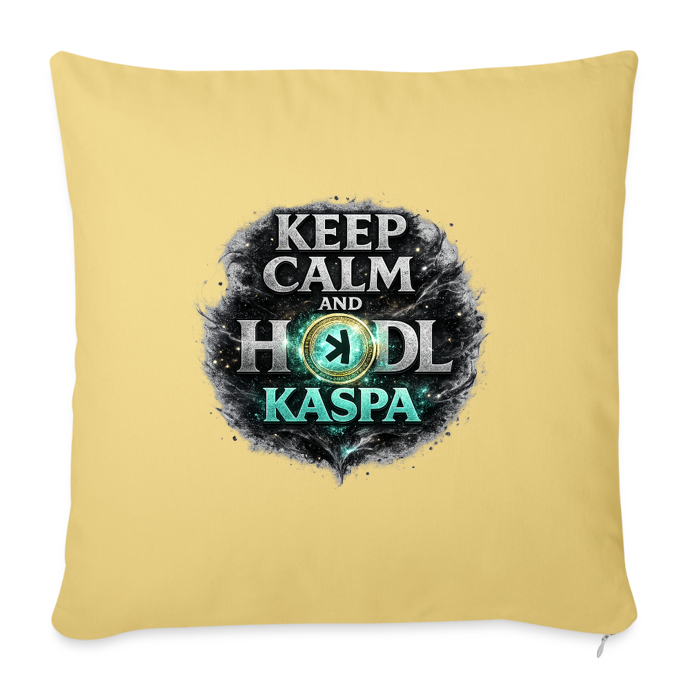 Keep Calm and Hodl Kaspa (Fan-Art) - Polster 44 x 44 cm - Hellgelb