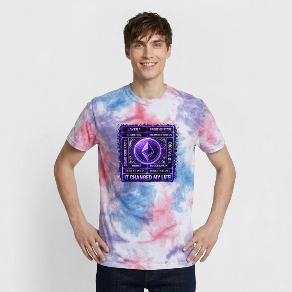 Ethereum Changed Life (Fan-Art) - Unisex T-Shirt Premium Tie Dye - Pink/Lila/Blau