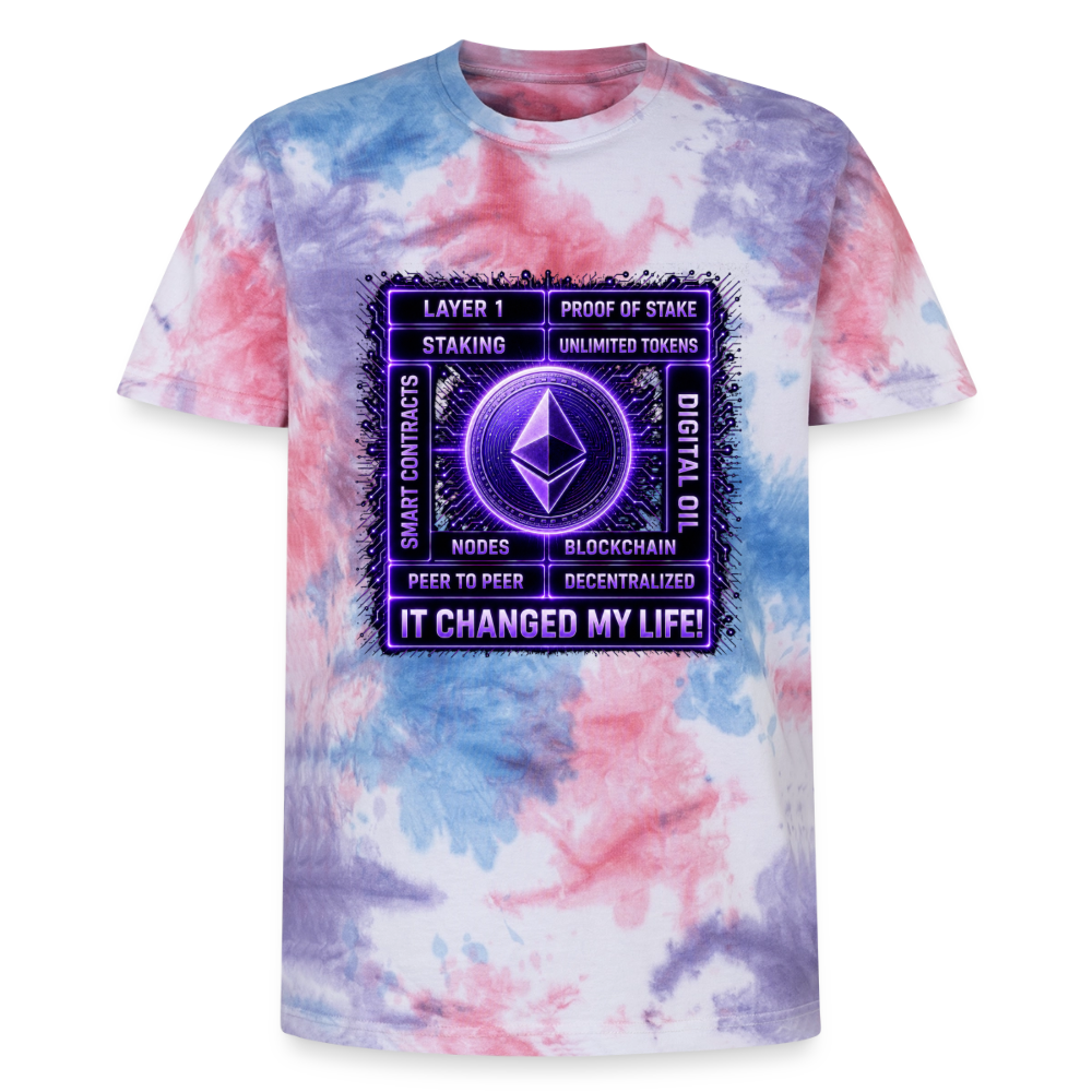 Ethereum Changed Life (Fan-Art) - Unisex T-Shirt Premium Tie Dye - Pink/Lila/Blau