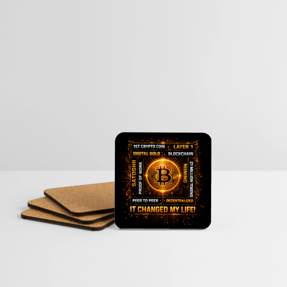 Bitcoin Changed Life (Fan-Art) - Untersetzer (4er-Set) - Weiß
