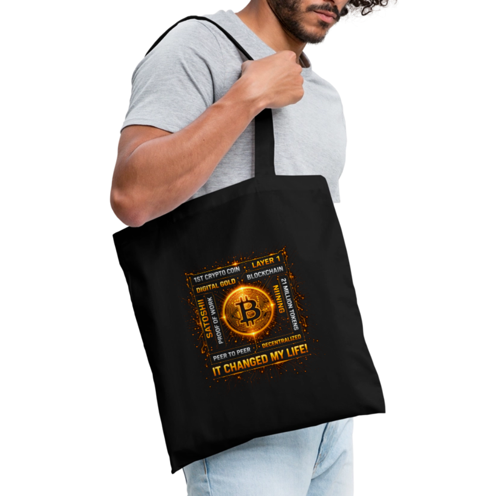 Bitcoin Changed Life (Fan-Art) - Stofftasche - Schwarz