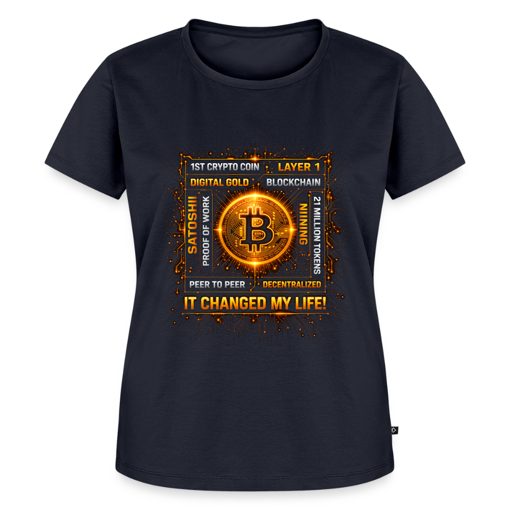 Bitcoin Changed Life (Fan-Art) - Damen T-Shirt Premium - Navy