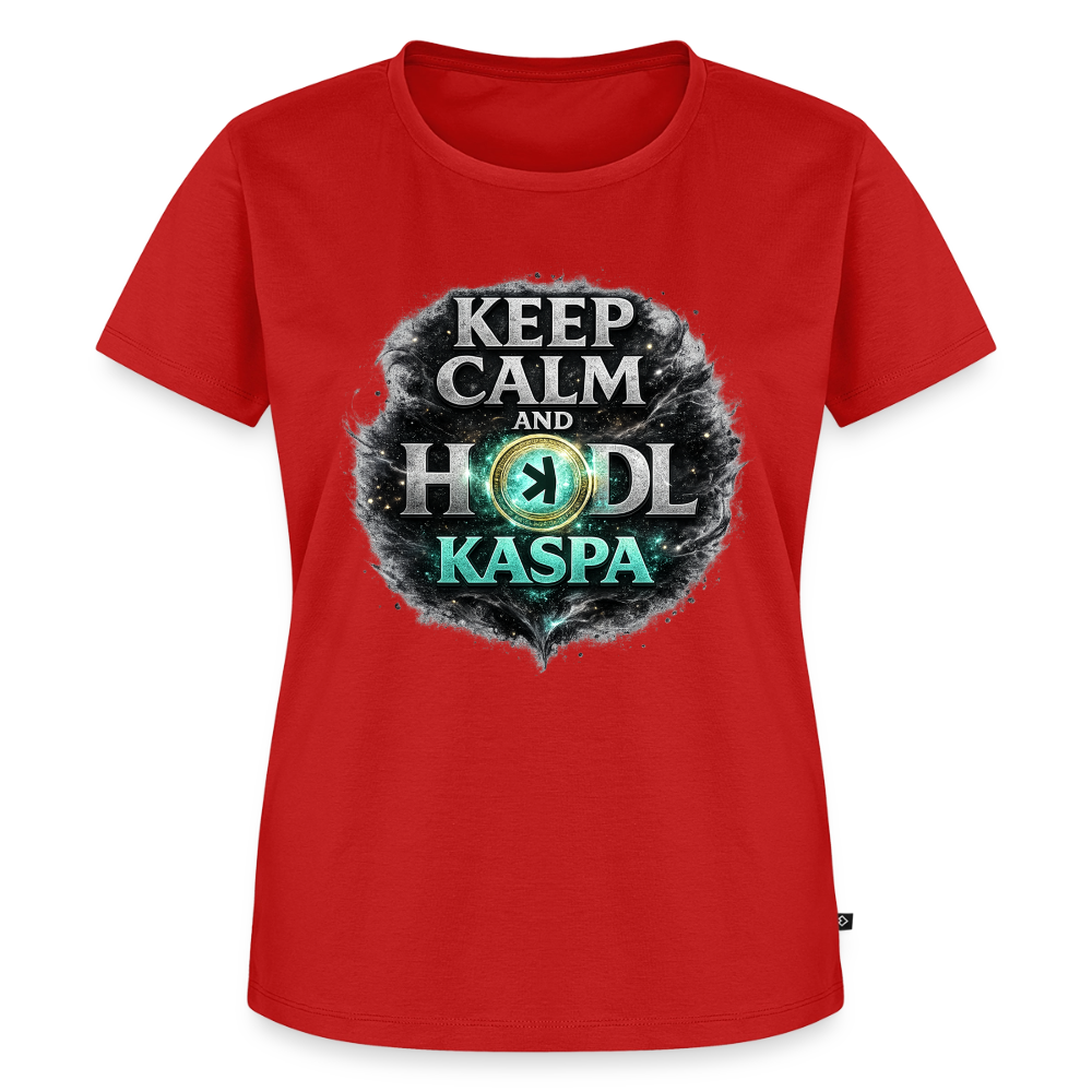 Keep Calm and Hodl Kaspa (Fan-Art) - Damen T-Shirt Premium - Rot