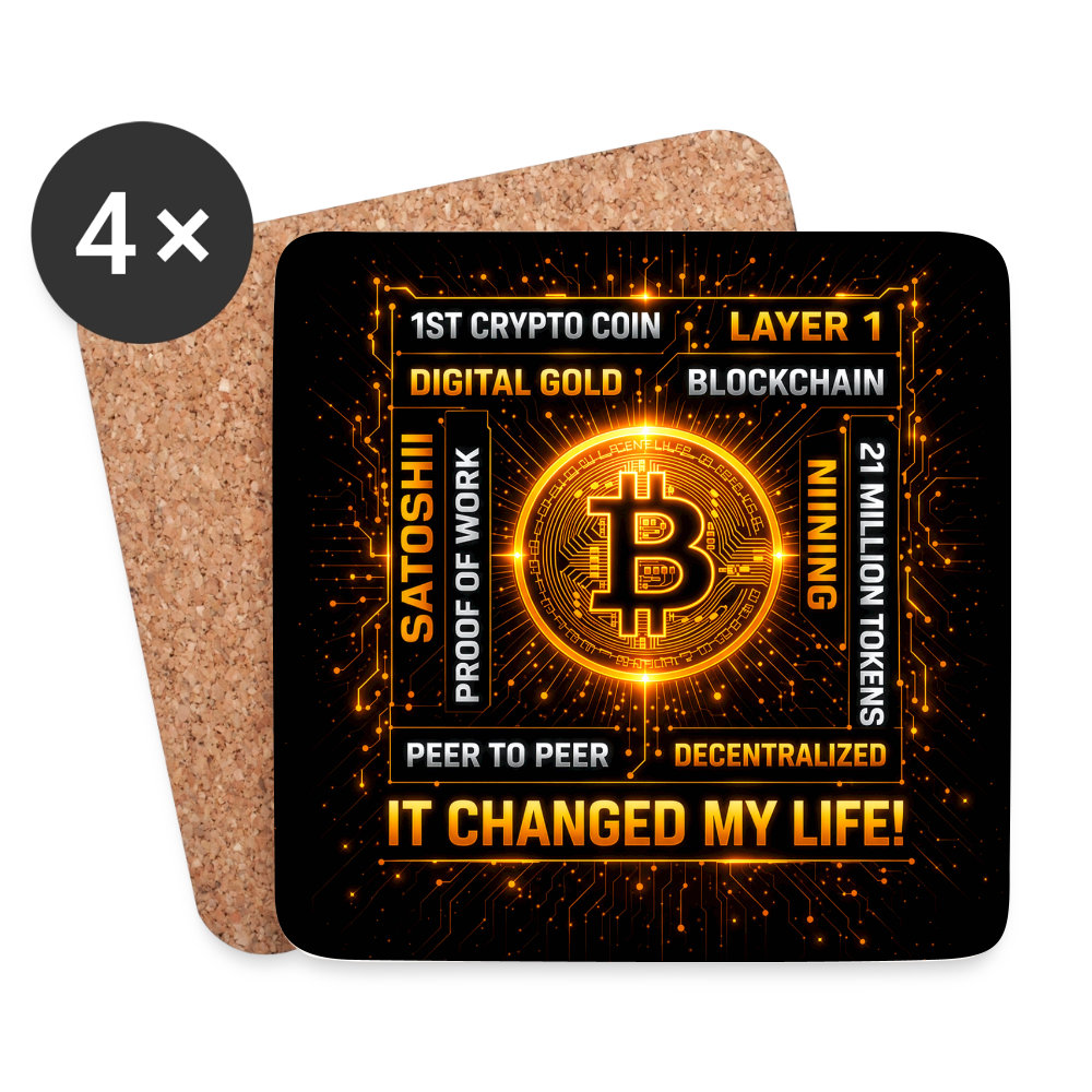 Bitcoin Changed Life (Fan-Art) - Untersetzer (4er-Set) - Weiß