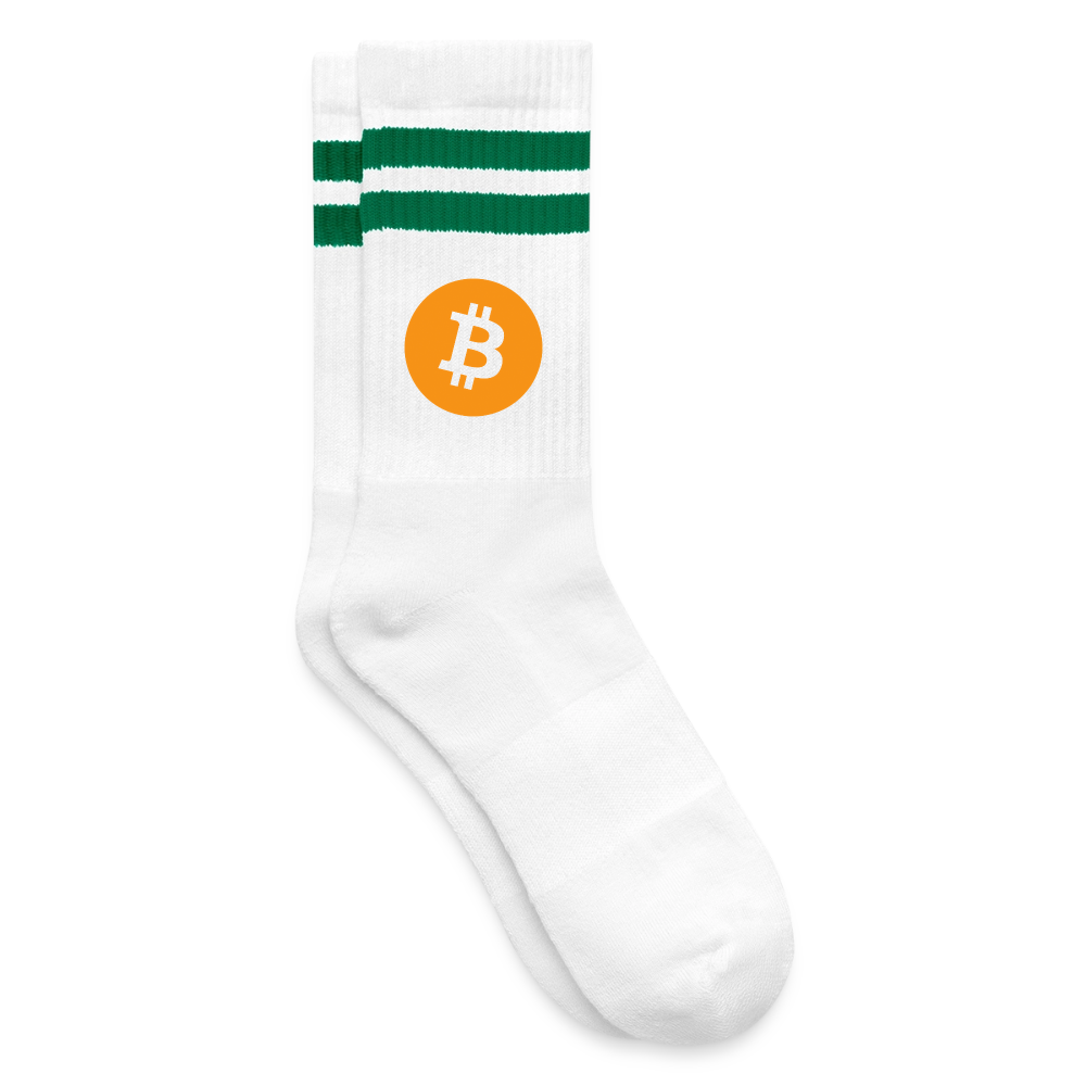 Bitcoin Logo (Original) - Tennissocken Premium - Weiß/Grün