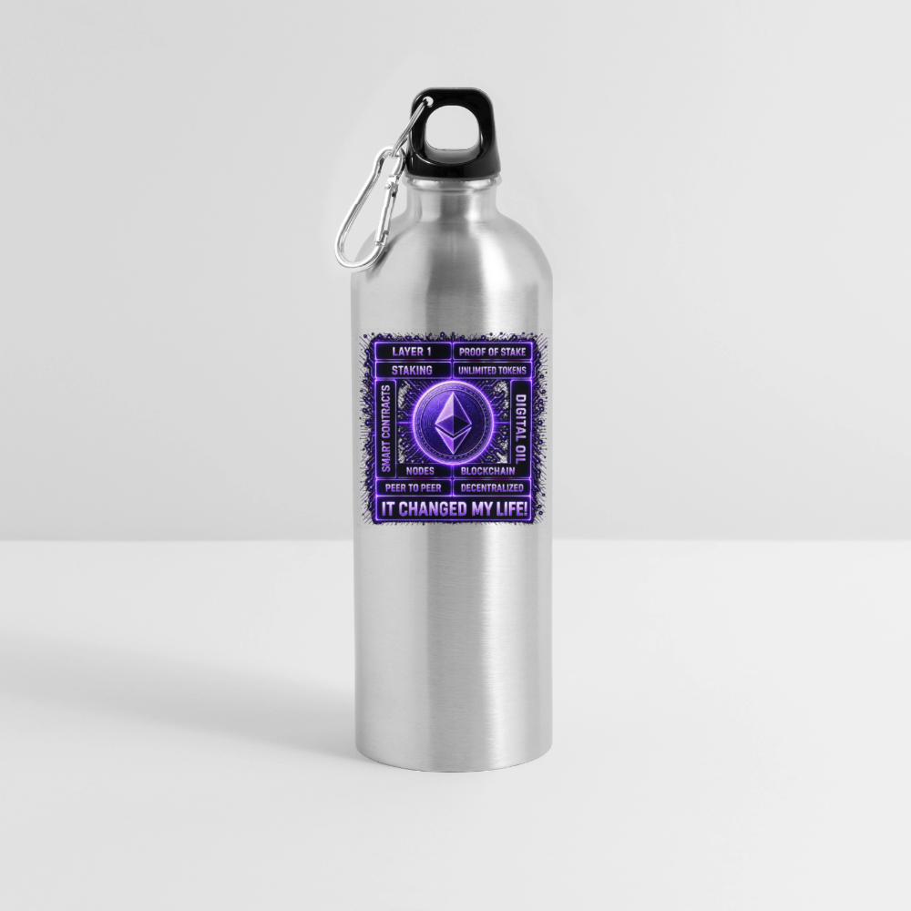 Ethereum Changed Life (Fan-Art) - Trinkflasche mit Karabiner 750 ml - Lightsilver