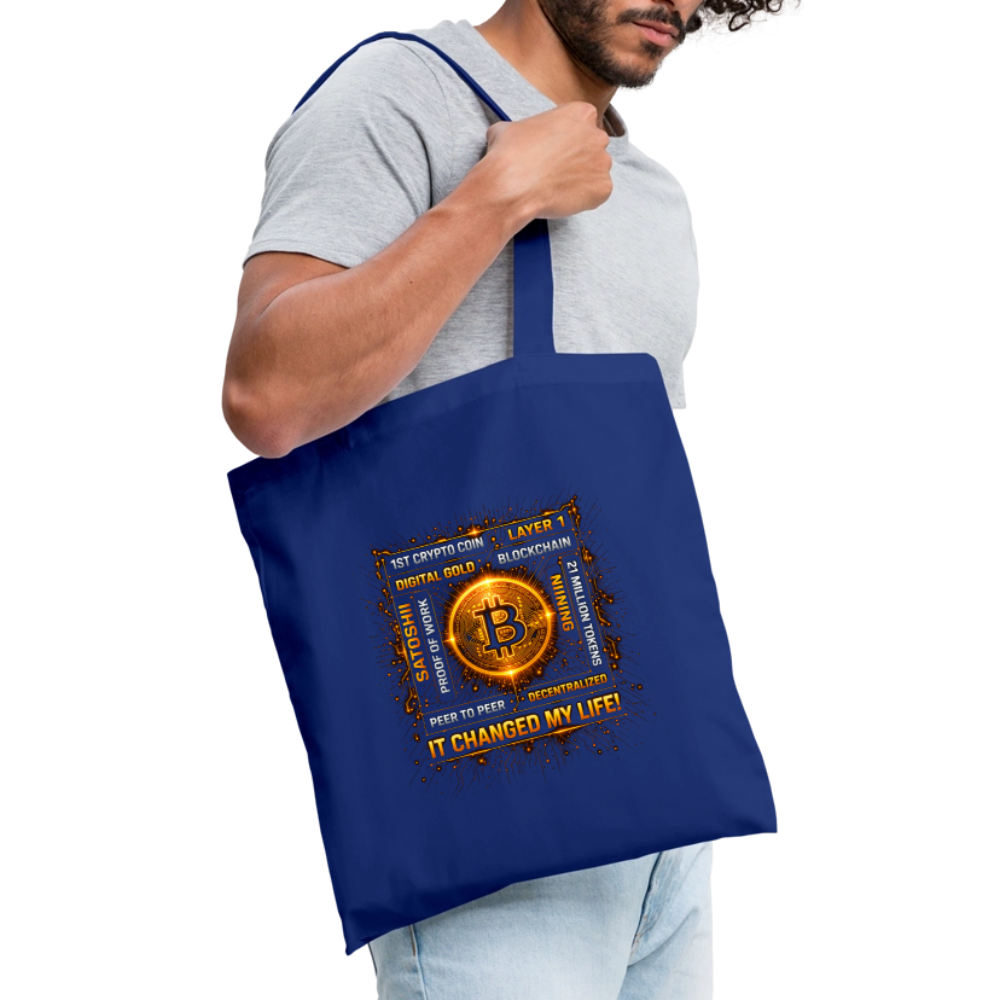 Bitcoin Changed Life (Fan-Art) - Stofftasche - Royalblau