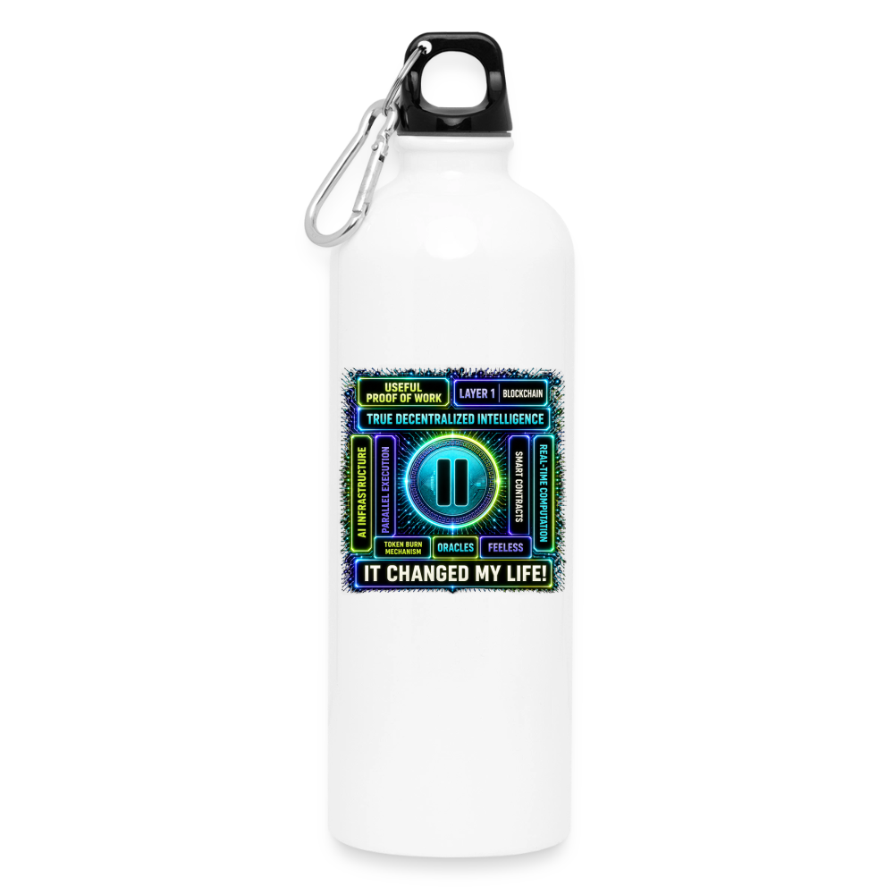 Qubic Changed Life (Fan-Art) - Trinkflasche mit Karabiner 750 ml - Weiß