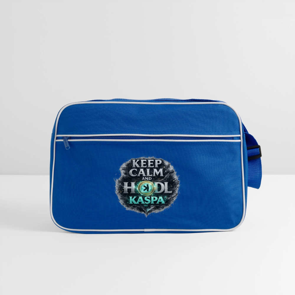 Keep Calm and Hodl Kaspa (Fan-Art) - Retro Tasche - Blau/Weiß