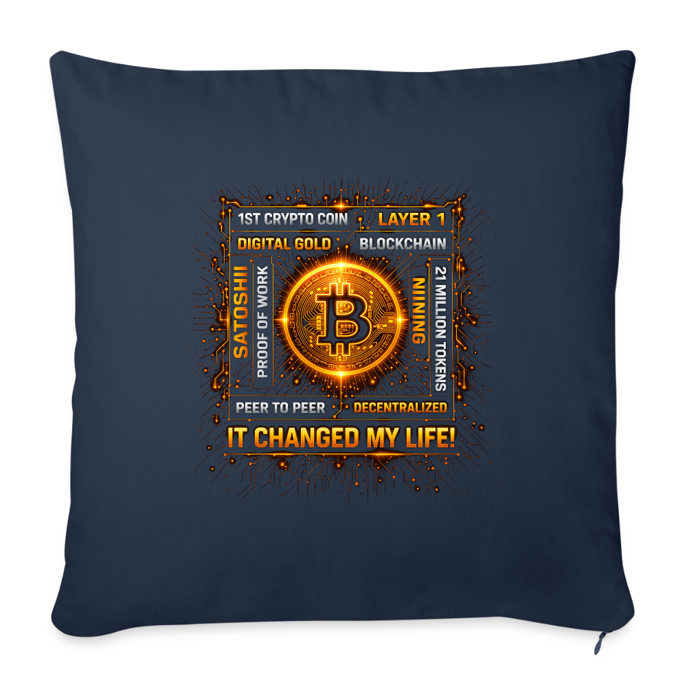 Bitcoin Changed Life (Fan-Art) - Polster 44 x 44 cm - Navy