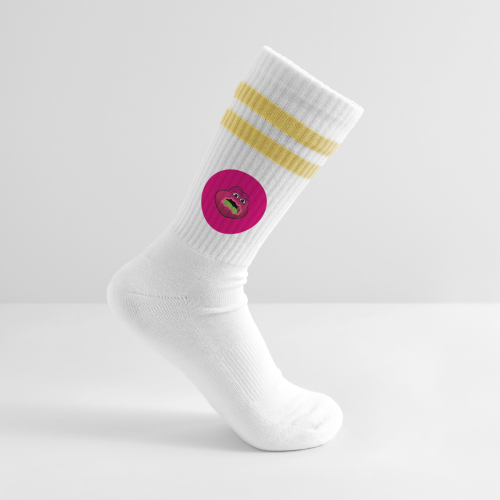 Jerry The Turtle Logo (Remix-Design) - Tennissocken Premium - Weiß/Gelb