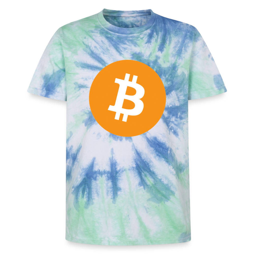 Bitcoin Logo (Original) - Unisex T-Shirt Premium Tie Dye - Spiralblau