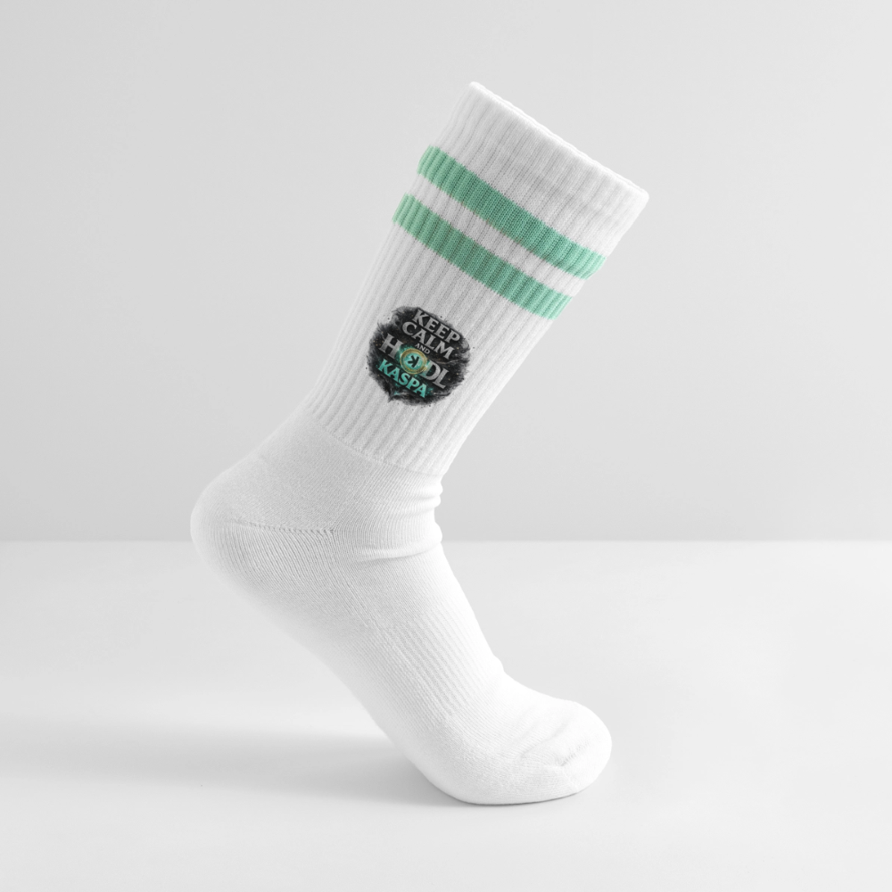 Keep Calm and Hodl Kaspa (Fan-Art) - Tennissocken Premium - Weiß/Mint