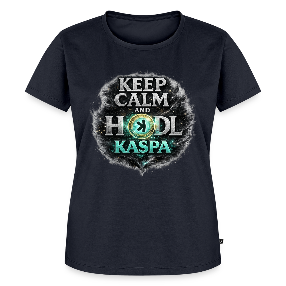 Keep Calm and Hodl Kaspa (Fan-Art) - Damen T-Shirt Premium - Navy