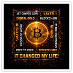 Bitcoin Changed Life (Fan-Art) - Sticker 10 x 10 cm - Mattweiß