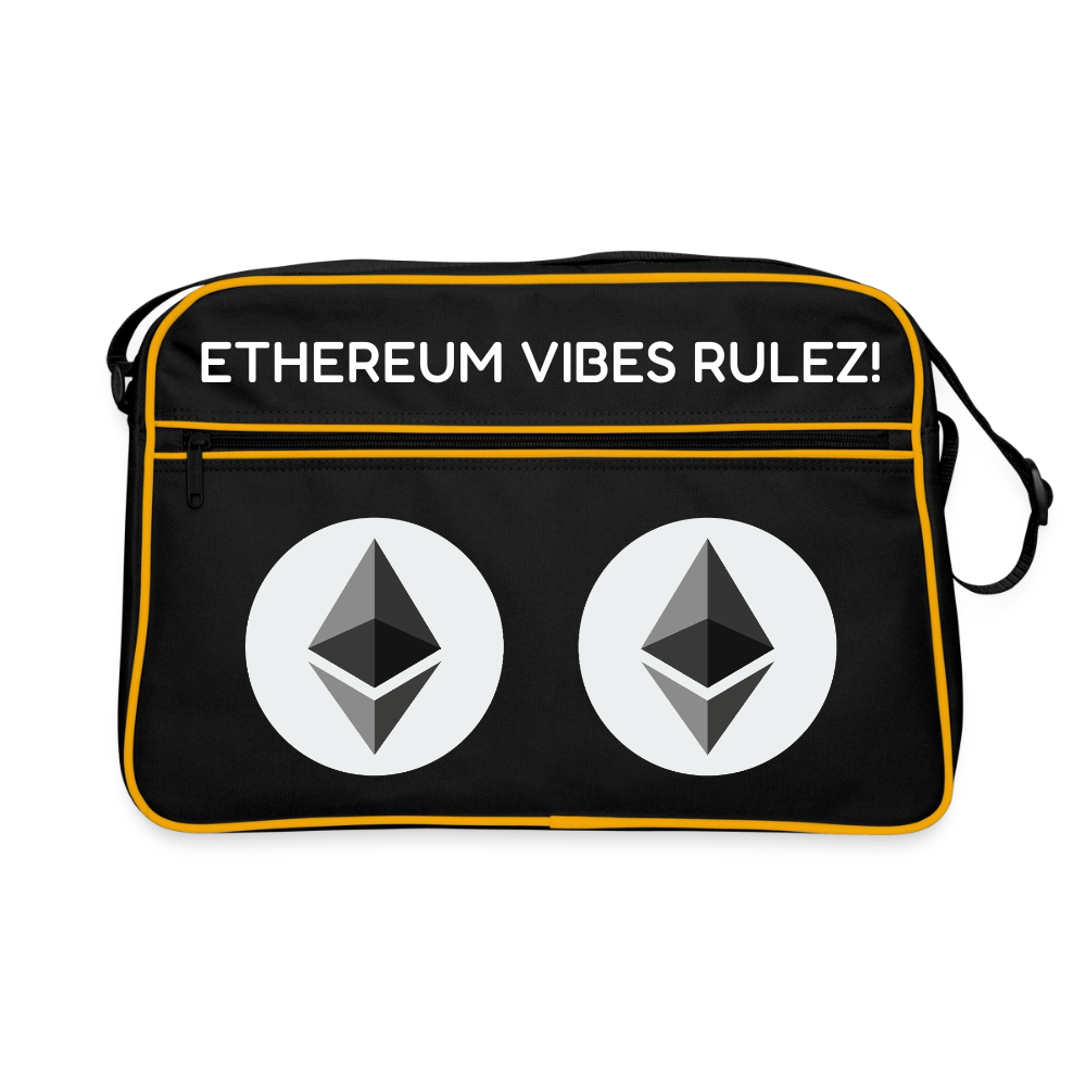 Ethereum Logo (Original) - Retro Tasche - Schwarz/Gold