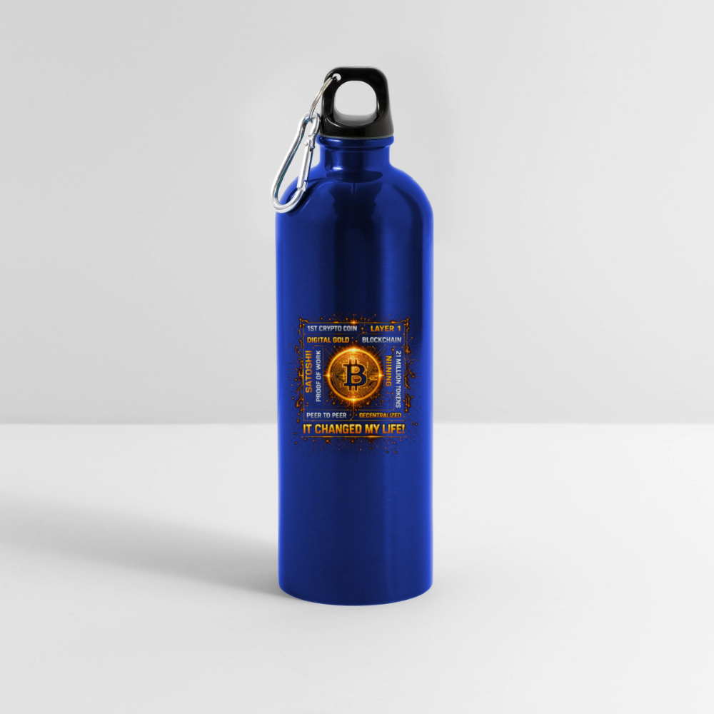 Bitcoin Changed Life (Fan-Art) - Trinkflasche mit Karabiner 750 ml - Königsblau