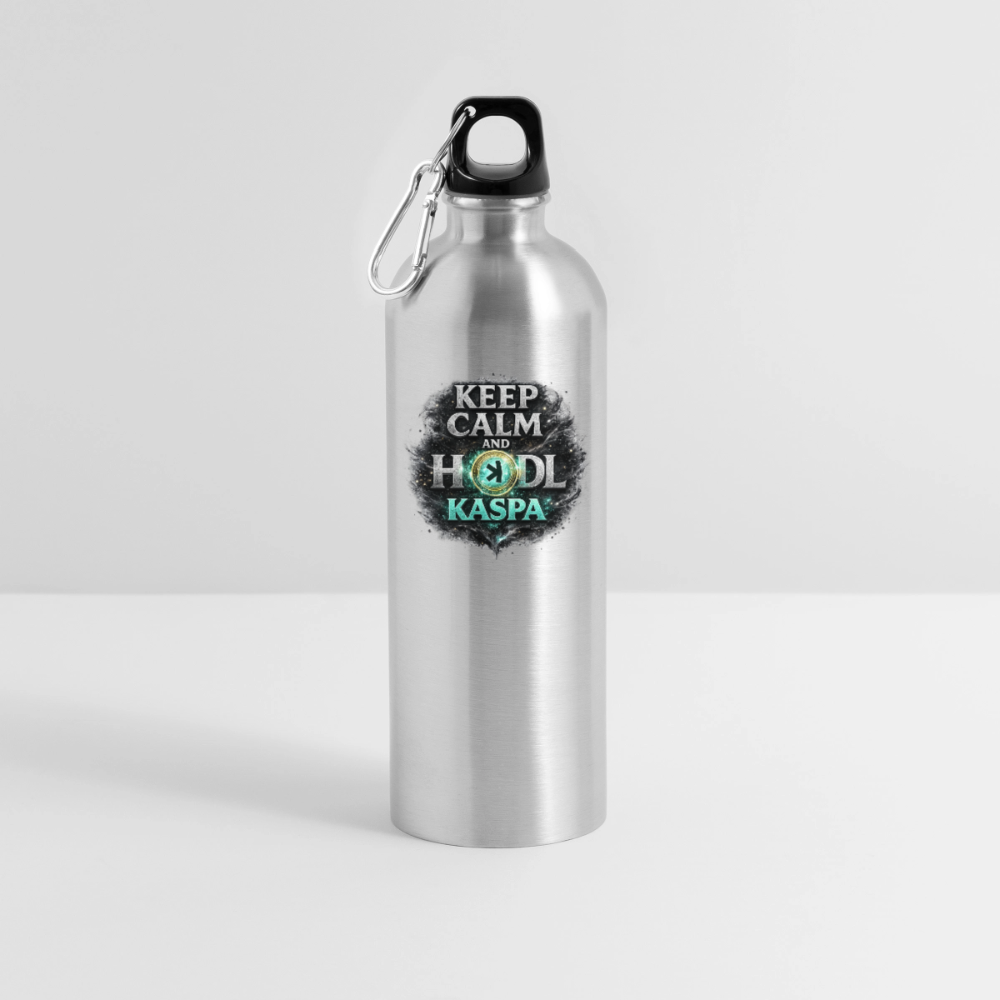 Keep Calm and Hodl Kaspa (Fan-Art) - Trinkflasche mit Karabiner 750 ml - Lightsilver