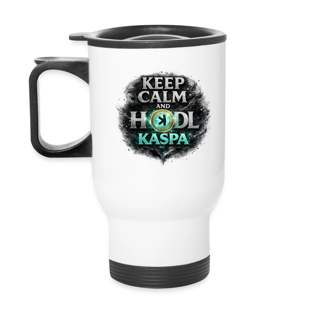 Keep Calm and Hodl Kaspa (Fan-Art) - Thermobecher - Weiß