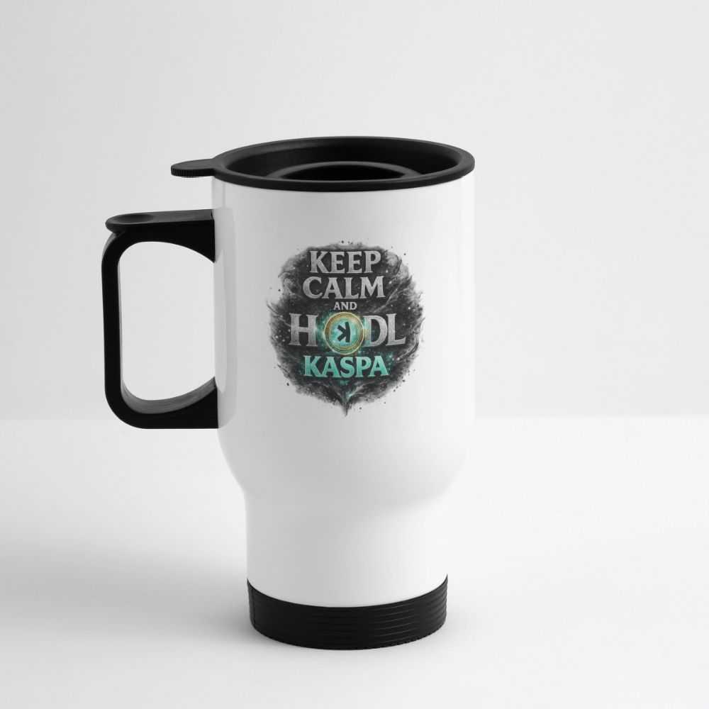 Keep Calm and Hodl Kaspa (Fan-Art) - Thermobecher - Weiß