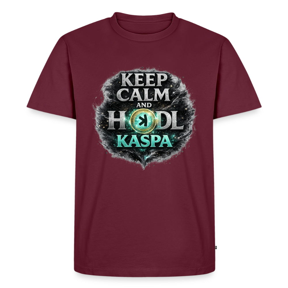 Keep Calm and Hodl Kaspa (Fan-Art) - Herren T-Shirt Premium - Burgunderrot