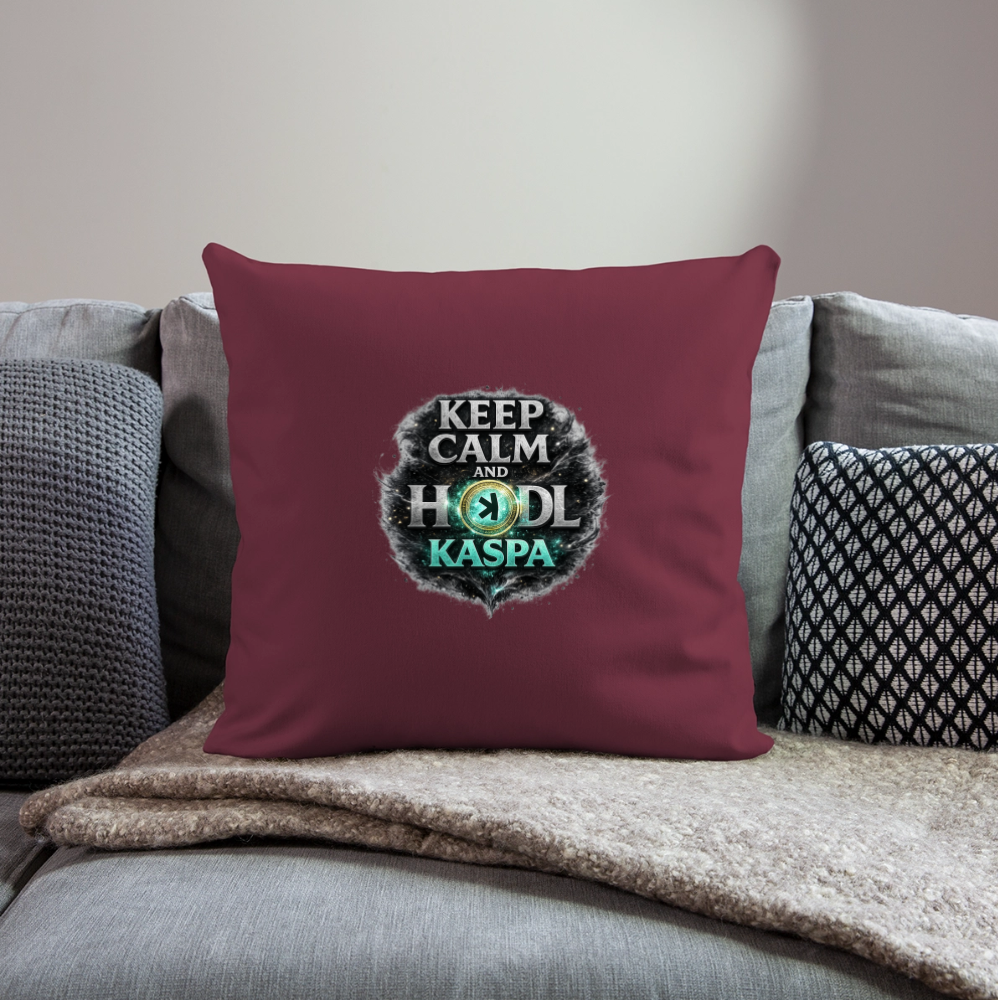 Keep Calm and Hodl Kaspa (Fan-Art) - Polster 44 x 44 cm - Burgunderrot