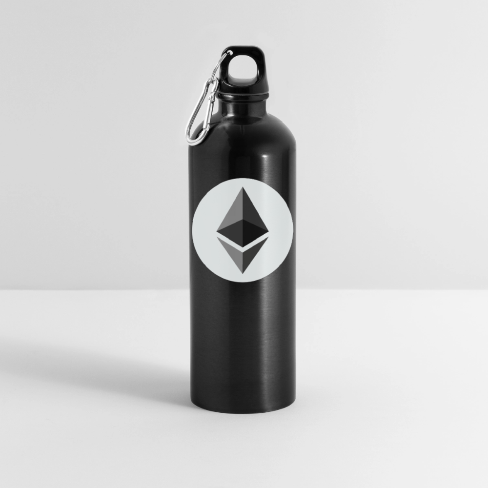 Ethereum Logo (Original) - Trinkflasche mit Karabiner 750 ml - Schwarz