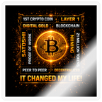 Bitcoin Changed Life (Fan-Art) - Sticker 10 x 10 cm - Transparent glänzend